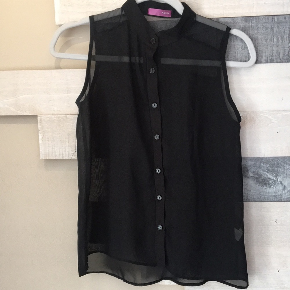 Sheer sleeveless top | black | loose and flowy